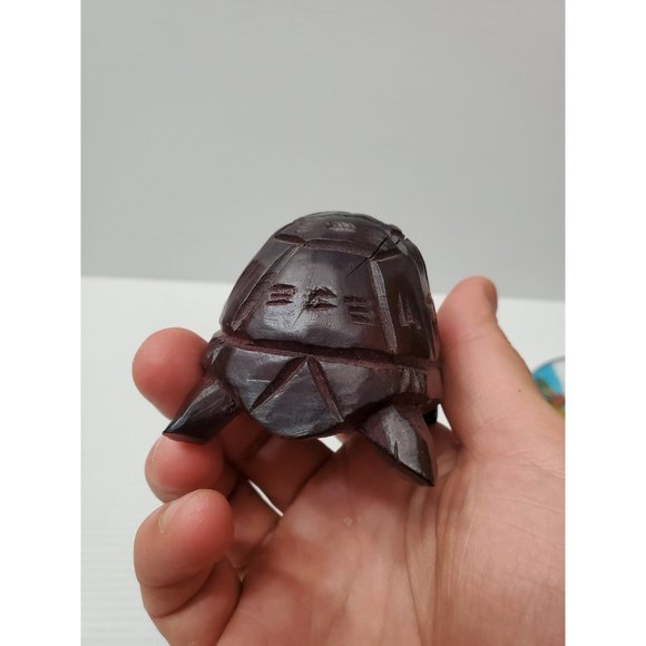 Vintage Ironwood Turtle Figurine / Handcarved Solid Wood Turtle Sculpture / - Picture 5 of 10